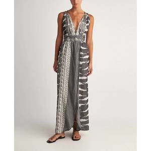 NEW PEARL AND CAVIAR scorpios maxi dress in black and ivory